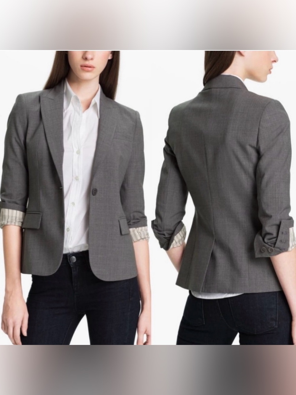 Theory Gabe B Tailored Blazer Women’s Size 12 Gray Wool